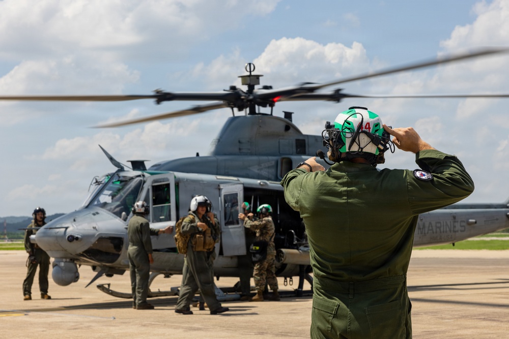 HMLA-367 flies over South Korea