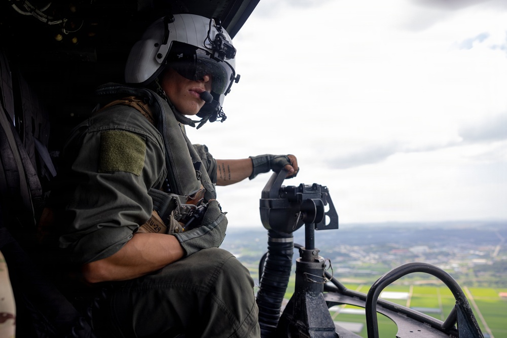 HMLA-367 flies over South Korea