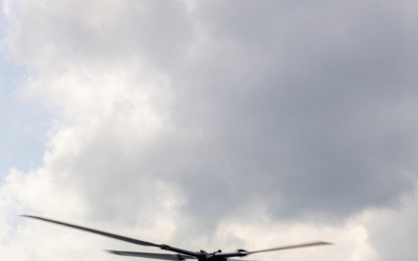 HMLA-367 flies over South Korea