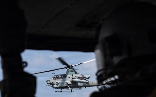 HMLA-367 flies over South Korea