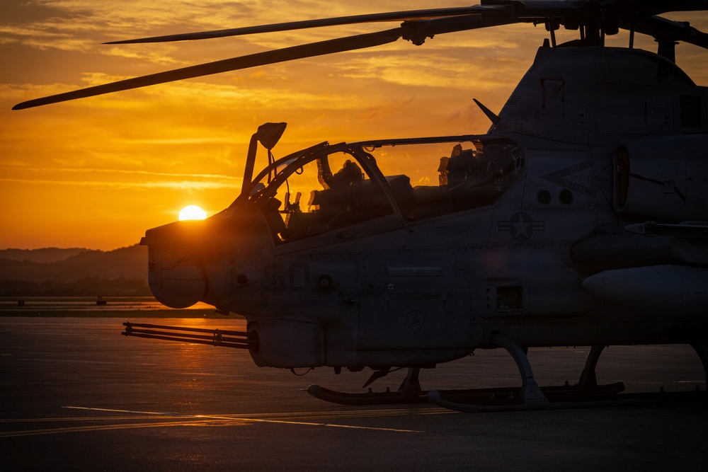 HMLA-367 flies over South Korea