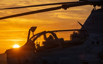 HMLA-367 flies over South Korea