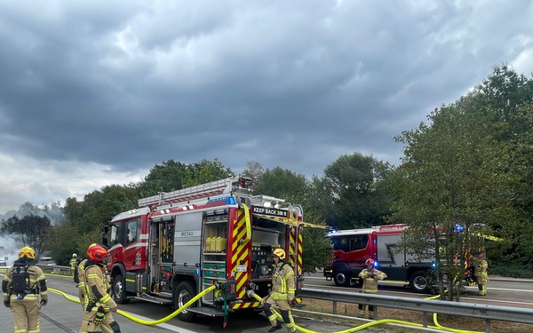 USAG Rheinland-Pfalz aids German fire crews to fight Autobahn vehicle fire