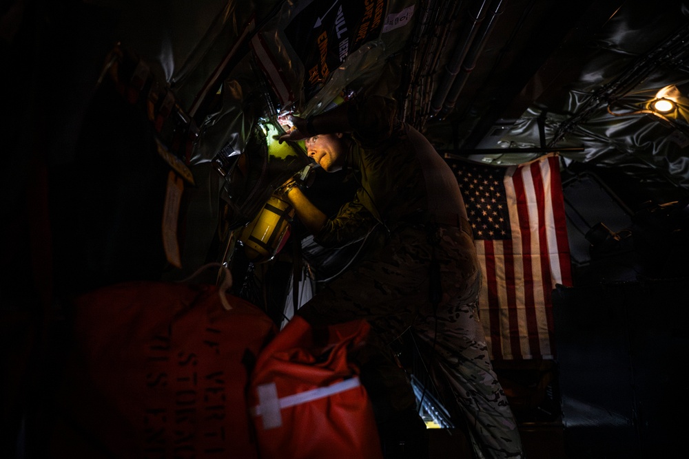 U.S. Air Force KC135 supports U.S. Navy F/A 18 during air refueling