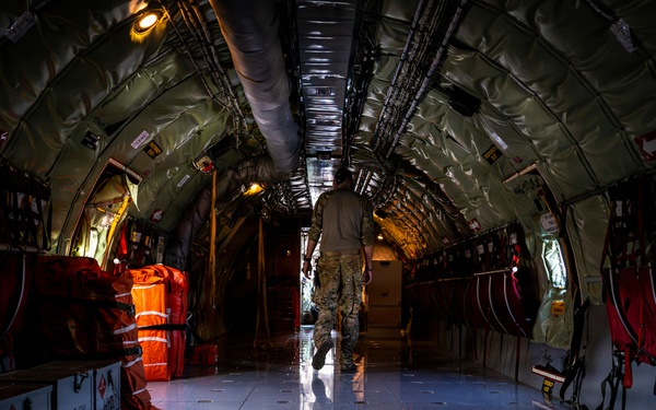 U.S. Air Force KC135 supports U.S. Navy F/A 18 during air refueling