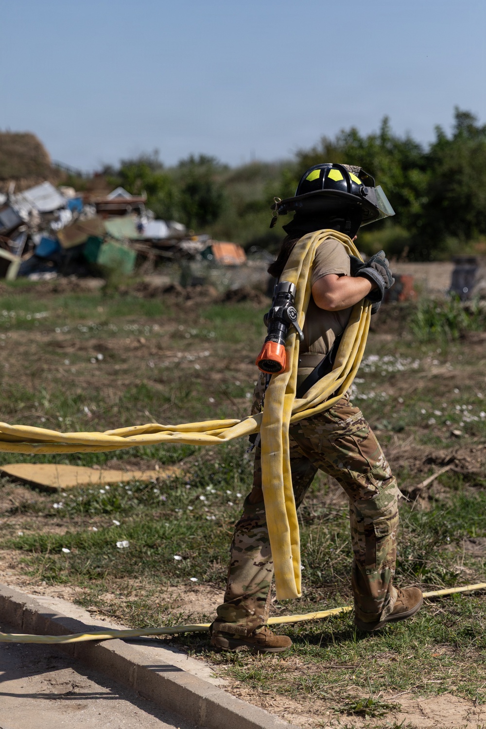 U.S. Army Firefighters conduct fast water supply training on Mihail Kogălniceanu Air Base, Romania