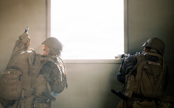 U.S. Marines with 2nd Bn., 1st Marines, rehearse platoon attacks during AFX