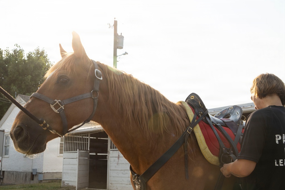 U.S. Marine Corps Mounted Color Guard presents the colors for Big Sky Pro Rodeo
