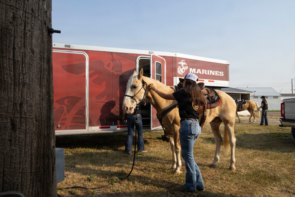 U.S. Marine Corps Mounted Color Guard presents the colors for Big Sky Pro Rodeo