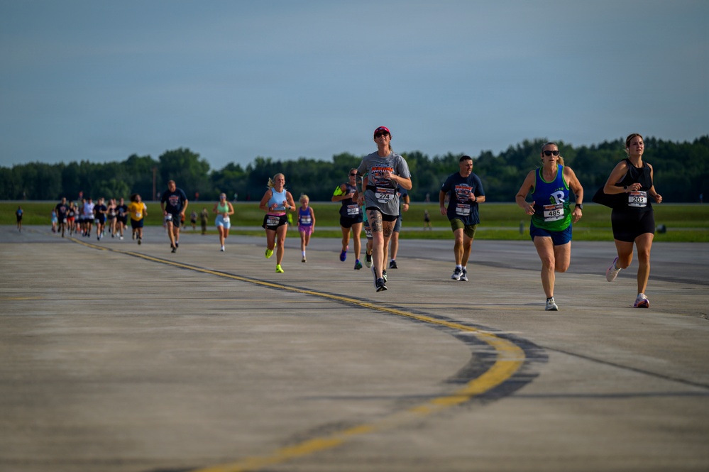 Runners Near the Finish Line During Runway 5K