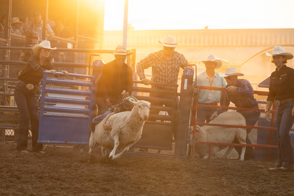 U.S. Marine Corps Mounted Color Guard presents the colors for Big Sky Pro Rodeo
