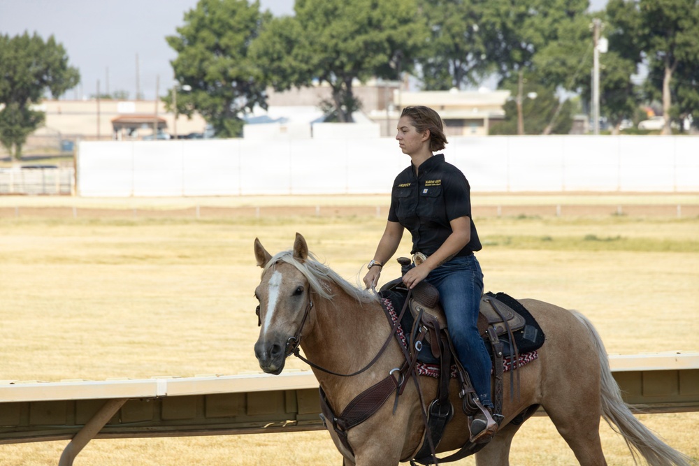 U.S. Marine Corps Mounted Color Guard presents the colors for Big Sky Pro Rodeo