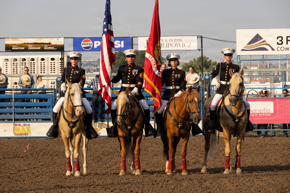 U.S. Marine Corps Mounted Color Guard presents the colors for Big Sky Pro Rodeo