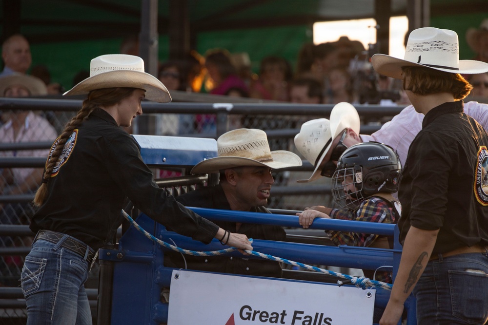 U.S. Marine Corps Mounted Color Guard presents the colors for Big Sky Pro Rodeo
