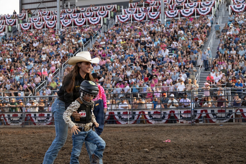 U.S. Marine Corps Mounted Color Guard presents the colors for Big Sky Pro Rodeo