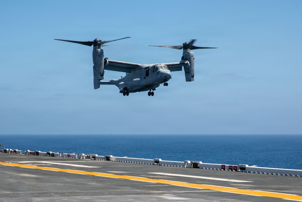 U.S. Marine V-22 Osprey aircraft Arrive at USS Makin Island