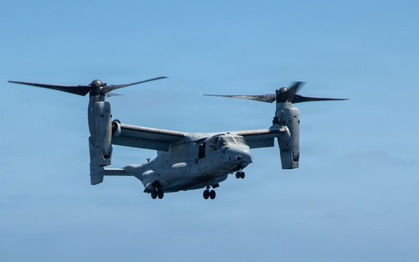 U.S. Marine V-22 Osprey aircraft Arrive at USS Makin Island