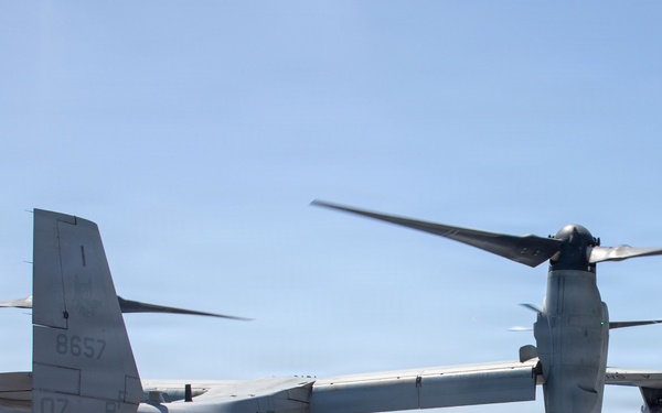 U.S. Marine V-22 Osprey aircraft Arrive at USS Makin Island