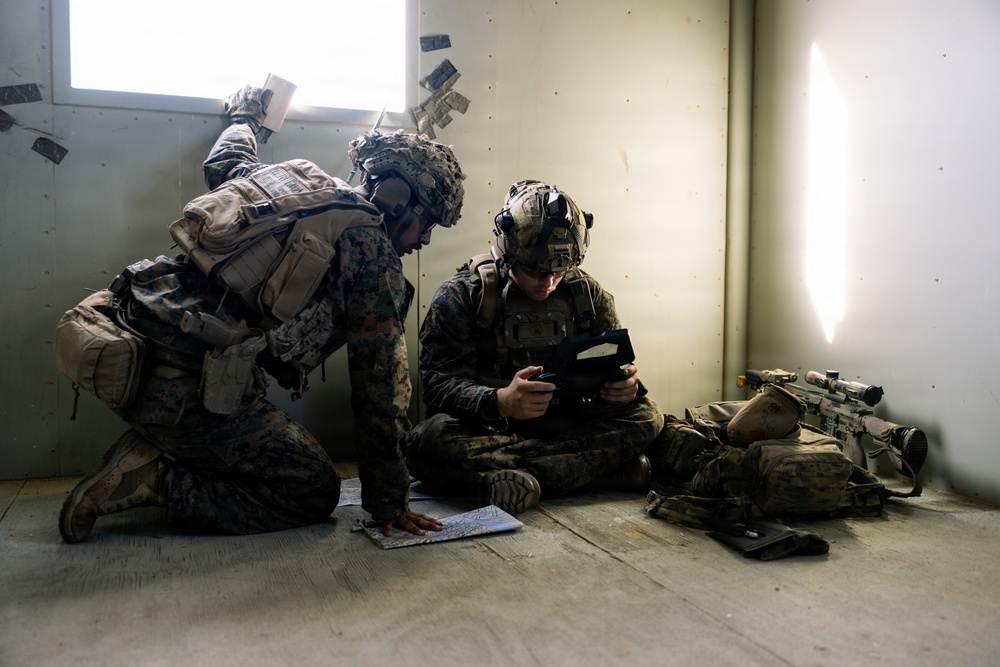 U.S. Marines with 2nd Bn., 1st Marines, rehearse company attacks during AFX
