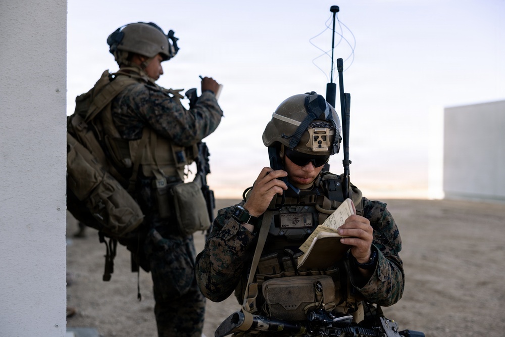 U.S. Marines with 2nd Bn., 1st Marines, rehearse company attacks during AFX