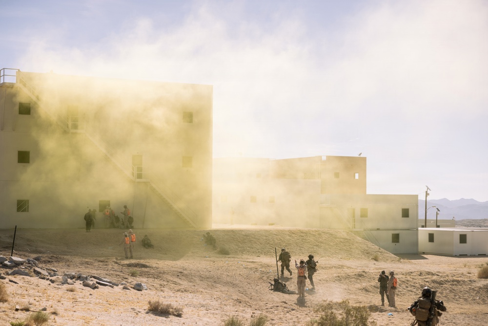 U.S. Marines with 2nd Bn., 1st Marines, rehearse company attacks during AFX