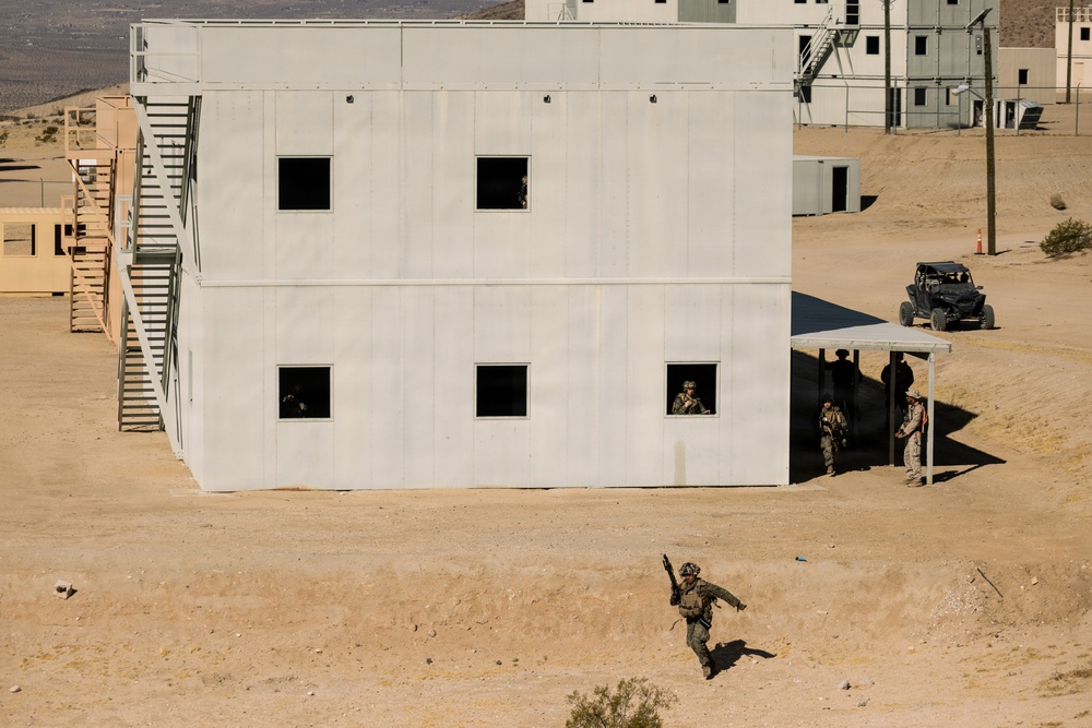U.S. Marines with 2nd Bn., 1st Marines, rehearse company attacks during AFX
