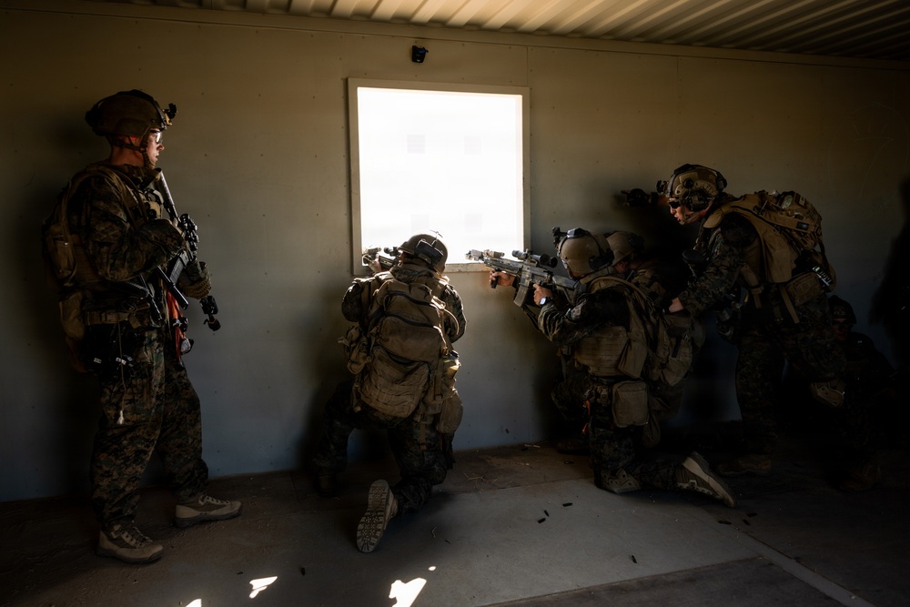 U.S. Marines with 2nd Bn., 1st Marines, rehearse company attacks during AFX