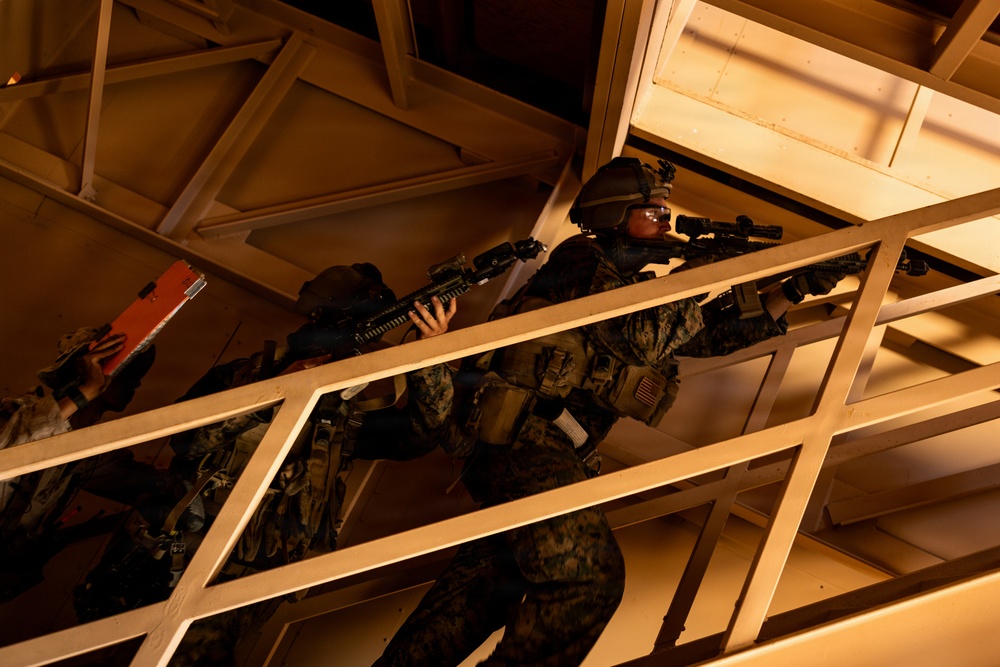 U.S. Marines with 2nd Bn., 1st Marines, rehearse company attacks during AFX