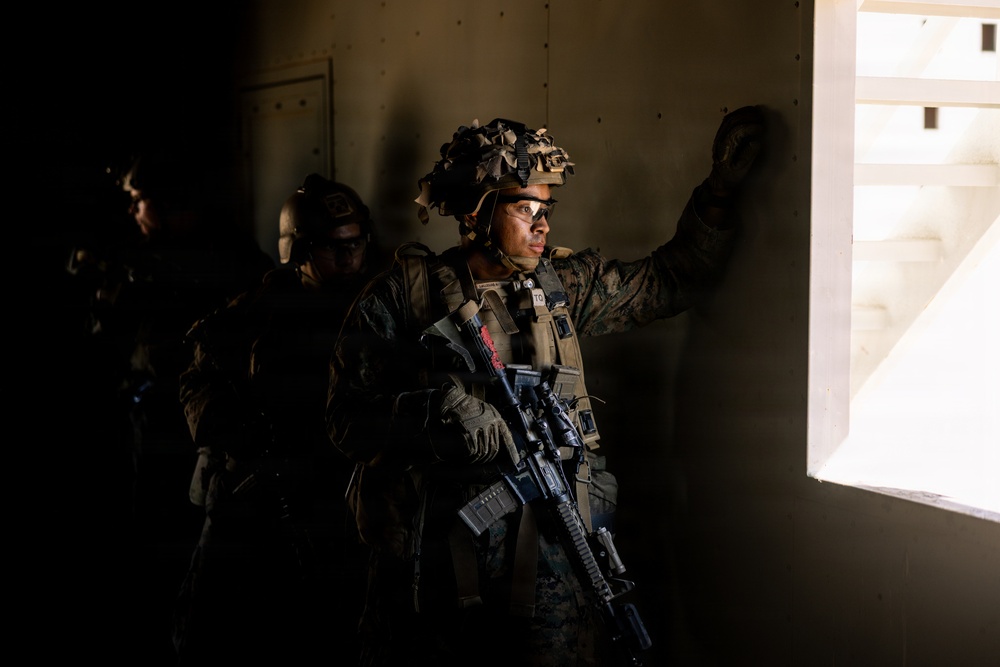 U.S. Marines with 2nd Bn., 1st Marines, rehearse company attacks during AFX