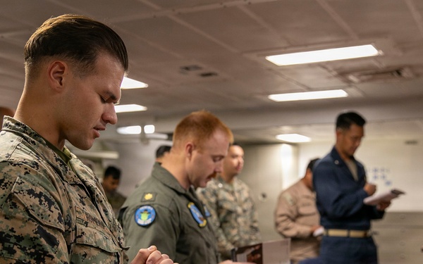 U.S. Marines and U.S. Navy Sailors Attend Church Service