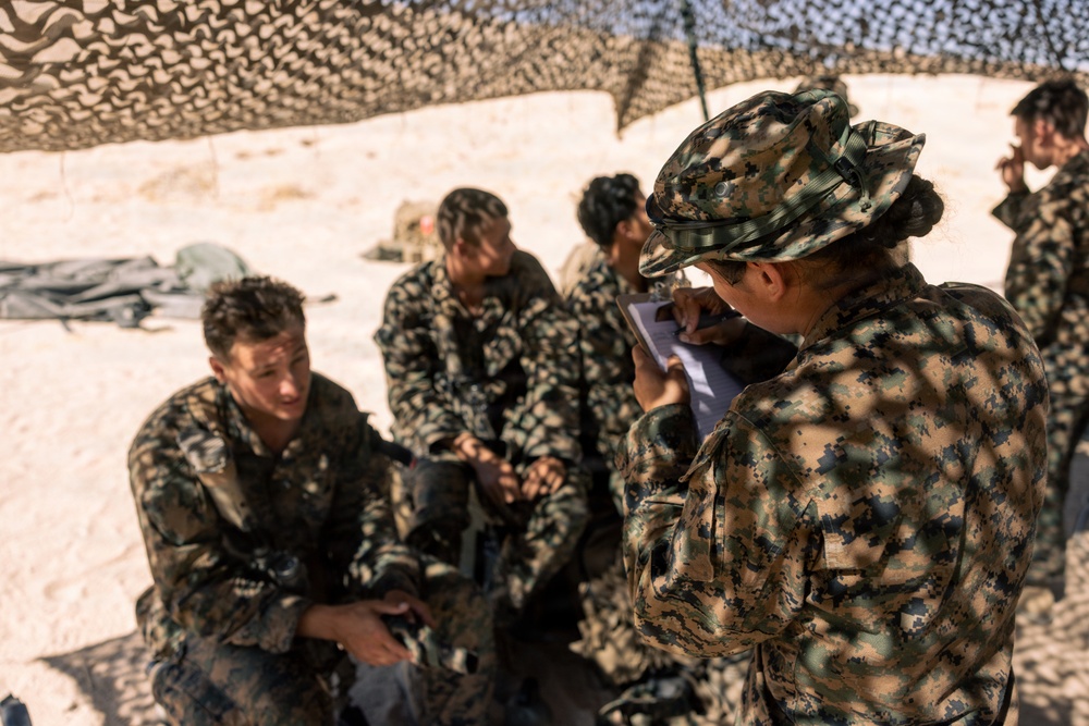 Marines with 2nd Bn., 1st Marines, visit the athletic trainer during AFX