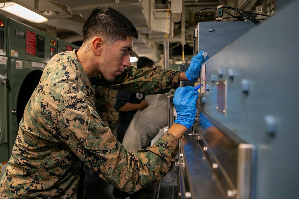 US Marine Prepares Laundry
