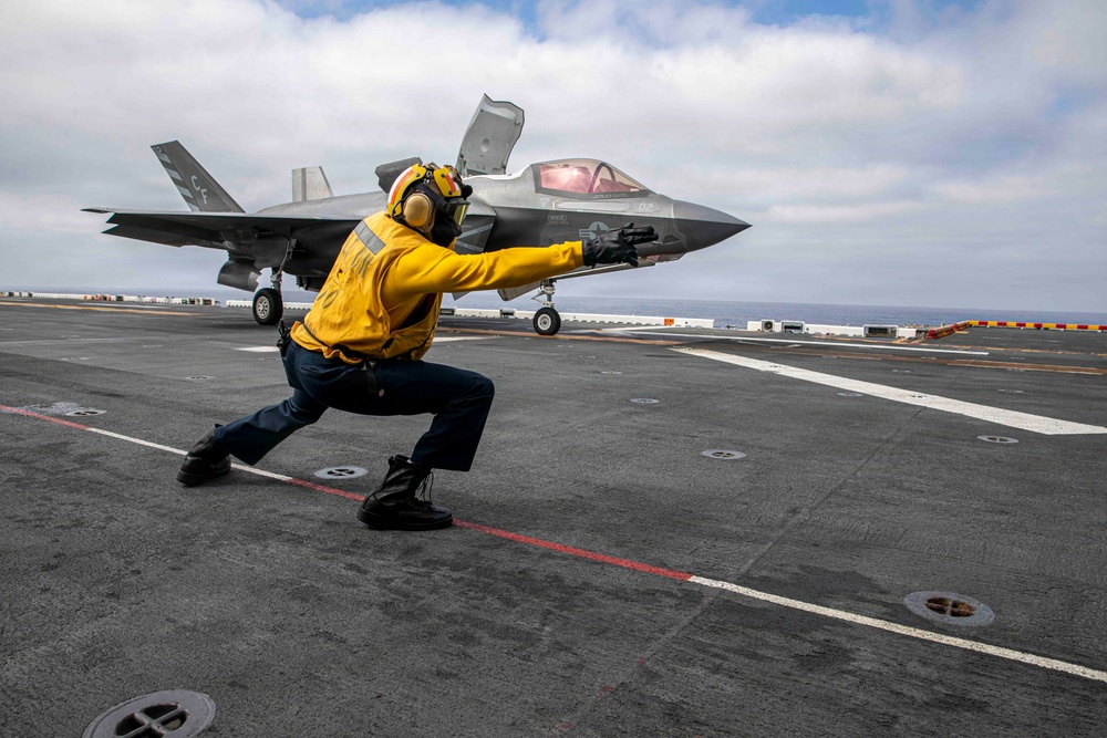 F-35B Prepares to Launch Off USS Makin Island