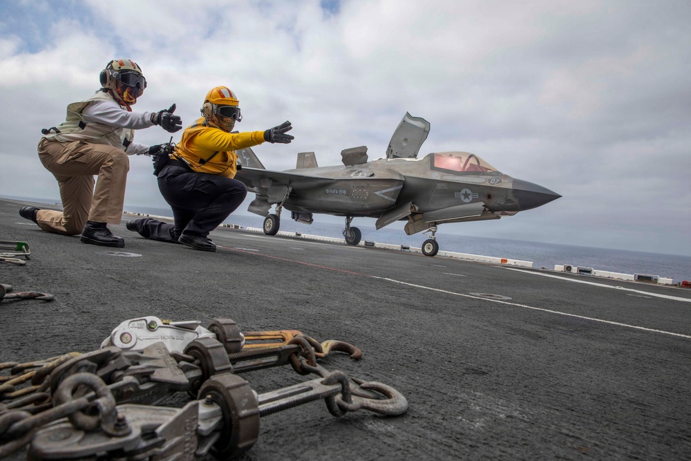 F-35B Prepares to Launch Off USS Makin Island