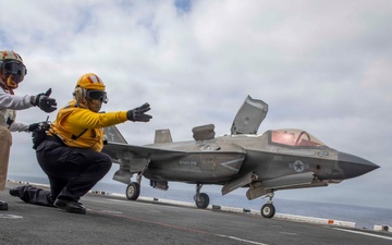 F-35B Prepares to Launch Off USS Makin Island