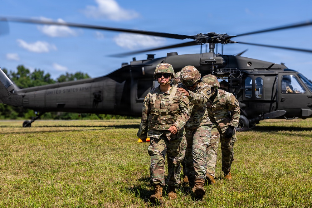 Army Reserve Soldiers conduct casualty evacuation training during WAREX 26