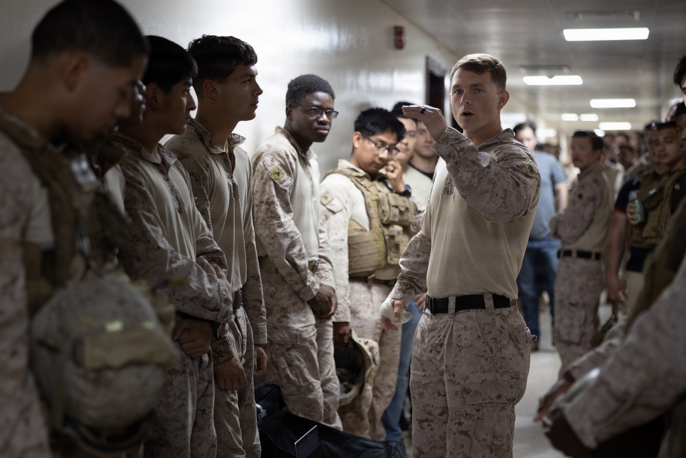 U.S. Marines and Sailors conduct a displacement drill
