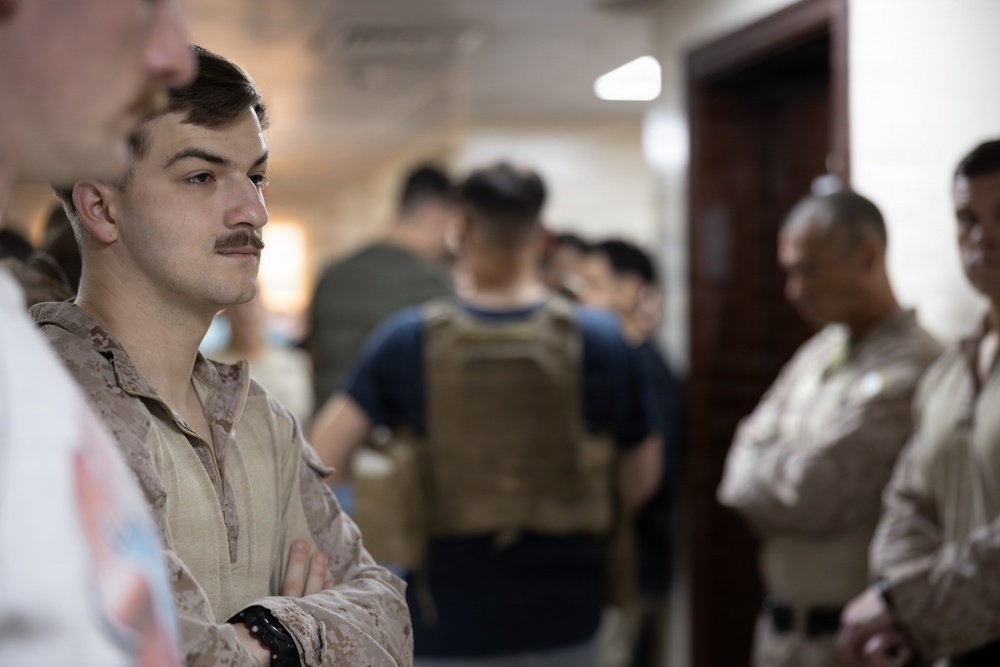 U.S. Marines and Sailors conduct a displacement drill