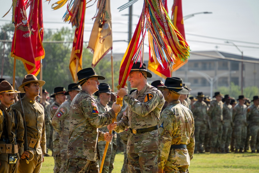 Maj. Gen. Thomas M. Feltey relinquishes command of the 1st Cavalry Division
