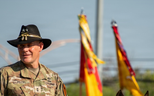 Maj. Gen. Thomas M. Feltey relinquishes command of the 1st Cavalry Division