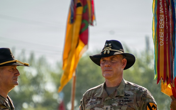Maj. Gen. Thomas M. Feltey relinquishes command of the 1st Cavalry Division