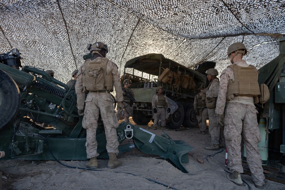 Marines with 3/11 conduct an observation shoot during SLTE 4-26