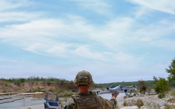 744th Engineer Company Soldiers launch Skydio X10 Drone in Del Rio, Texas