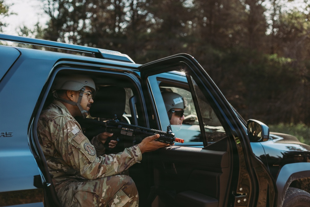 Airmen of the 131st Civil Engineering Squadron and the 139th Civil Engineering Squadron prepare a Forward Opearting Base