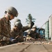 Airmen of the 131st Civil Engineering Squadron and the 139th Civil Engineering Squadron prepare a Forward Opearting Base