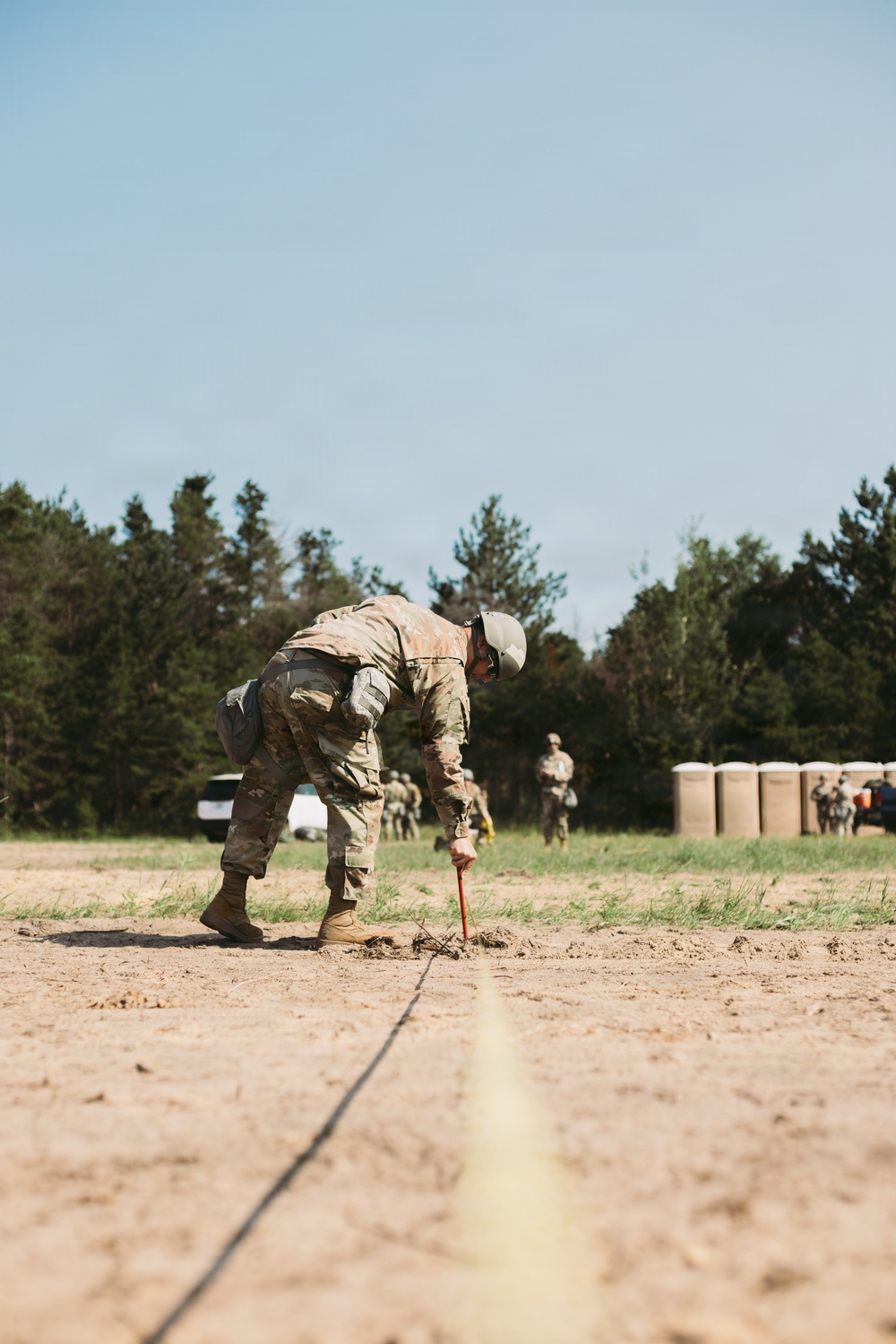 Airmen of the 131st Civil Engineering Squadron and the 139th Civil Engineering Squadron prepare a Forward Opearting Base