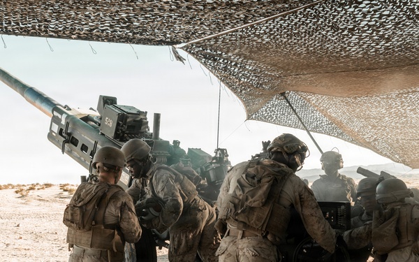 Marines with 3/11 conduct an observation shoot during SLTE 4-26