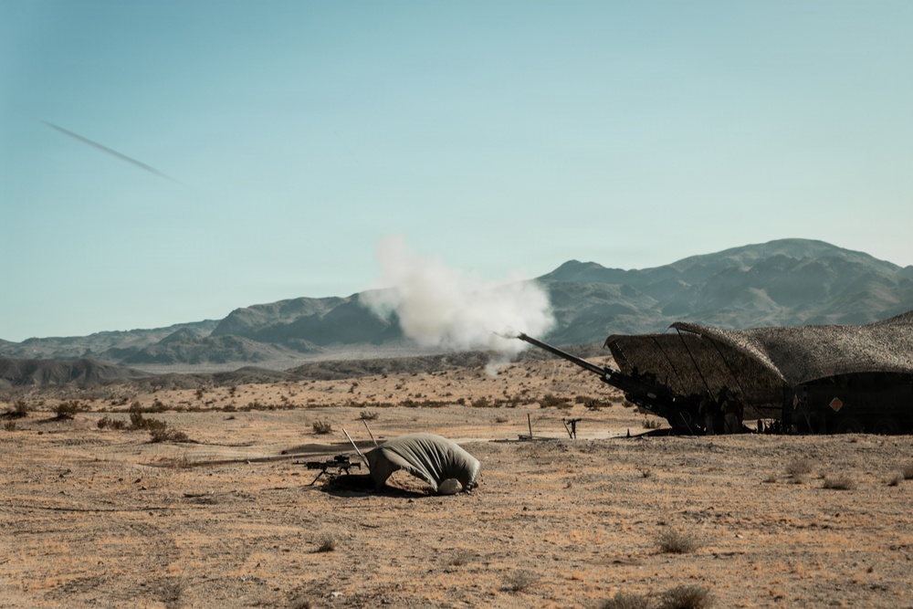 Marines with 3/11 conduct an observation shoot during SLTE 4-26