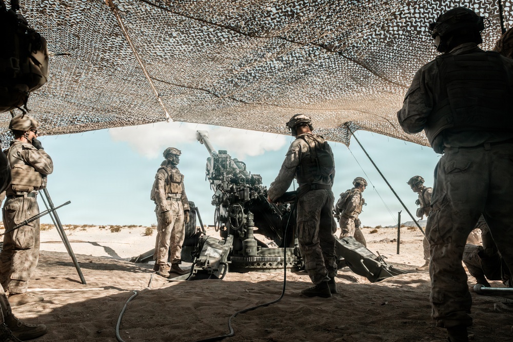 Marines with 3/11 conduct an observation shoot during SLTE 4-26