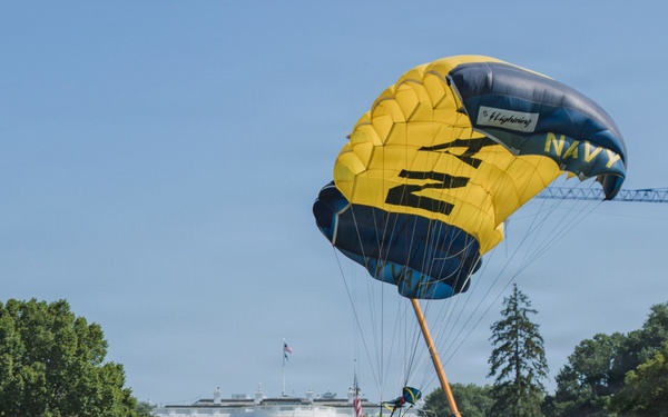 Navy Parachute Team Demonstration at Freedom 250 celebration in Washington, D.C